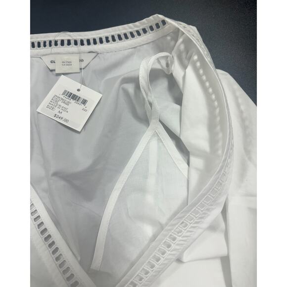 Club Monaco‎ NWT V-Neck Eyelet Mini Dres in White Size Medium MSRP $249 - Picture 6 of 8